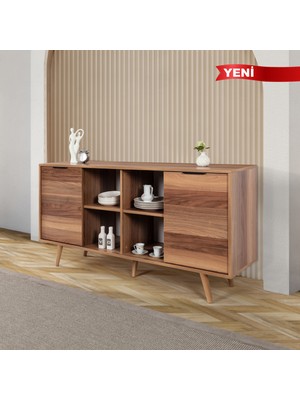 EVMO Home 4620 Sina Konsol 160 cm ( Ahşap Ayaklı , Metal Kulplu ) Söğüt