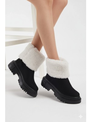 Elit 9444 Siyah Rahat Su ve Soğuk Geçirmez Peluşlu Kadın Bot