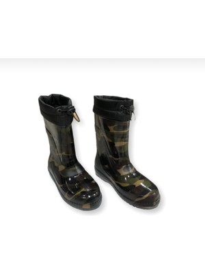 Reçber Ağmur Çizmesi Kamuflaj Içi Yünlü Su Geçirmez Erkek Çocuk (Kalıbı Dar 1-2 Numara Büyük Tercih Edin)