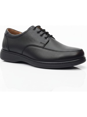 Elit Haffaf 1310 Siyah Hakiki Deri Ortopedik Taban Rahat Mevsimlik Erkek Ayakkabı