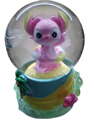 PremiumPort Sevimli Sarı Altlıklı Pilli Pembe Kar Küresi, 11CM x 7cm, Eğlenceli Dekor