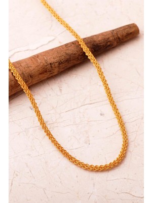 Sümer Telkari Kazaziye Tığ Örgü Elişi Altın Kaplama 1000 Ayar Gümüş Zincir Kolye 8111