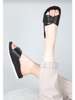 Pienn Kadın Ortopedik Yumuşak Fuspetli Taban Bej Tokalı Terlik