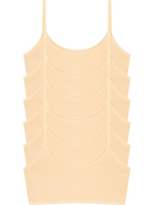 Arma Yıldız Kız Çocuk Ten Rengi Yarım Atlet Pedsiz Alıştırma Sütyeni Pamuklu Likralı 6'lı Paket