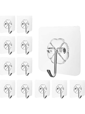 Storemax Maxaztex 12 Adet Kendinden Yapışkanlı Kanca, Delmeden – Şeffaf Duvar Askısı, 304 Paslanmaz Çelik, Su Geçirmez ve Yağa Dayanıklı, Çok Amaçlı Yapışkan Kanca, Mutfak, Banyo, Tavan ve Fayans Için, Taşıma