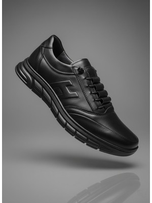 Elit Atc 8315 Siyah Hakiki Deri Ortopedik Rahat Esnek Taban Lastikli Mevsimlik Erkek Ayakkabı