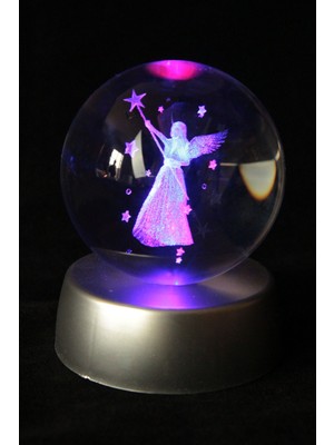 PremiumPort Işıklı Standlı Kadın Asalı Yıldız Model Cam Küre Hediye