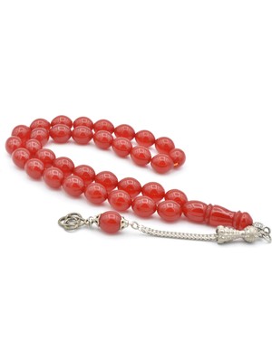 Murty99 Tilki Kuyruğu Kamçılı Beyzi Kesim Kırmızı Sıkma Kehribar Tesbih 063