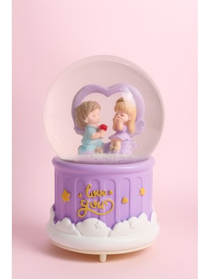 PremiumPort Renkli 3D Cam Kar Küresi, Işıklı, Müzikli, Püskürtmeli, Kar Efekti