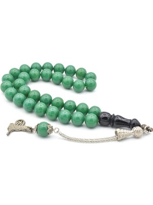 Murty99 Tilki Kuyruğu Kamçılı Küre Kesim Yeşil Sıkma Kehribar Tesbih 058