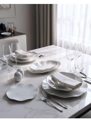 Güral Porselen Nesrin 54 Parça Gümüş Fileli Yemek Takımı