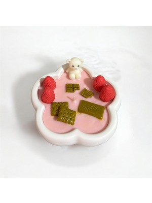 Waxera Çilek ve Kahve Kokulu Tasarım Soya Mum - Ayıcıklı Taş Kap Serisi