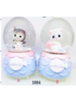 PremiumPort Şık Orta Boy Kedi Kar Küresi, Dekoratif ve Zarif Hediye Seçeneği