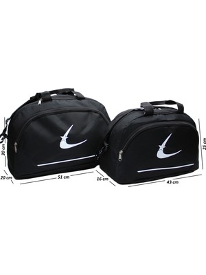 Harmela Unisex Iki Bölmeli Uzun Askılı Kadın ve Erkek Kullanabilir Ikili Set Seyahat Fitness ve Spor Çantası