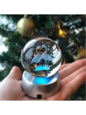 PremiumPort Renkli Flamingo Temalı Işıklı Cam Küre, 8x6 Cm, Dekoratif ve Şık Tasarım