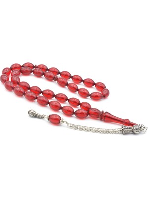 Murty99 Tilki Kuyruğu Kamçılı Beyzi Kesim Kırmızı Sıkma Kehribar Tesbih 048