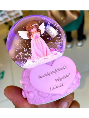 PremiumPort Özel Renk Değiştiren Pembe Peri Kar Küresi, Şıklık ve Büyüleyici Atmosfer