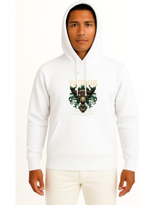 Bahriyeli Collection Kapüşonlu Boğa Burcu Zodiac Taurus Göğüs Baskılı Unisex Sweatshirt