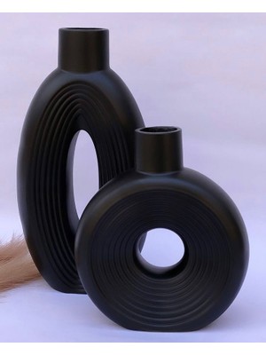 Szn Home Design Modern Siyah Dekoratif Vazo Büyük Seramik Salon & Ofis (Vernikli)