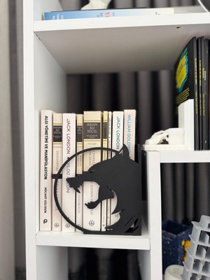 Todekora Kurt Siluet Kitap Desteği Kitap Tutucu Siyah