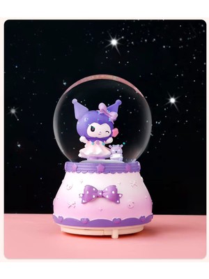 PremiumPort Sevimli Kar Küresi, Püskürtmeli Pembe & Mor My Melody ve Kuromi Figürü