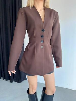Narstorm Kadın Düğme Detaylı Blazer Ceket Elbise