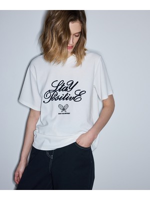 İpekyol Slogan nakışlı tişört  IS1260070047002