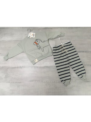 At Baskılı Çizgili Çocuk Takımı