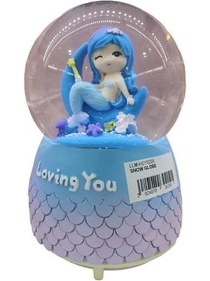 PremiumPort Müzikli Işıklı Kar Atan Kar Küresi Orta Boy (B) Lovıng You Denizkızı
