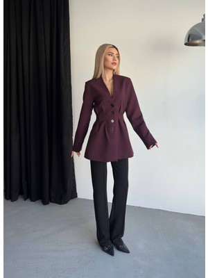 Narstorm Kadın Düğme Detaylı Blazer Ceket Elbise