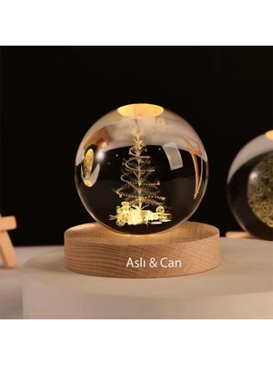 PremiumPort Renk Değişen Işıklı Cam Küre, Kişiye Özel Ağaç Temalı Dekorasyon