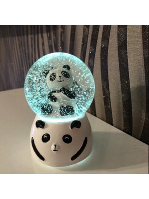 PremiumPort Rengarenk Işıklı Panda Kar Küresi, Müzikli ve Otomatik Kar Püskürtme
