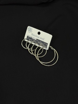 Melisa Takı & Aksesuar 316L Çelik Gümüş Renk Altılı Set Küpe