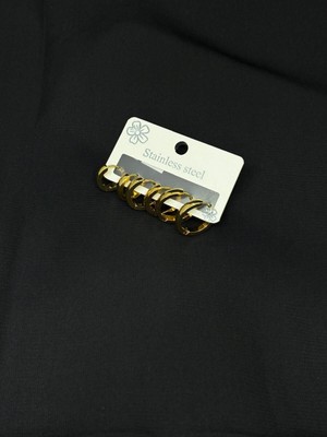 Melisa Takı & Aksesuar 316L Çelik Gold Renk Altılı Set Küpe