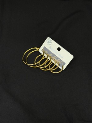 Melisa Takı & Aksesuar 316L Çelik Gold Renk Altılı Set Küpe