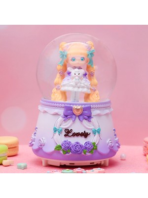 PremiumPort Mor Tavşanlı Kar Küresi, Işıklı, Müzikli, Püskürtmeli, Büyük Boy