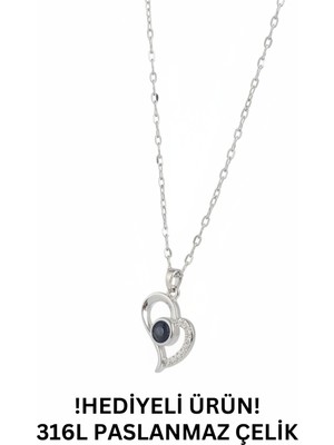 Stelo Forte 100 Dilde Seni Seviyorum Temalı Kalp Şeklinde Paslanmaz Çelik Kolye
