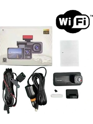 Pazarcan Araç Kamerası - 3 Kameralı Wifi Ön , Iç ve Arka Full Hd Dvr Araç Içi Ekranlı Kamera