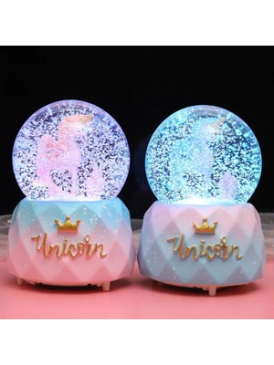 PremiumPort Büyük Boy Unicorn Işıklı Müzikli Kar Küresi, Sıcak ve Eğlenceli Atmosfer