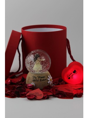 PremiumPort Müzikli ve Işıklı Kar Küresi Sevgili Temalı Kutu Seti