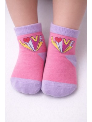 Yazı Baskılı Kız Çocuk Dikişsiz Çorap
