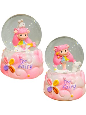 PremiumPort Sevimli Küçük Kız ve Tavşan Temalı Kar Küresi, Orta Pilli, Işıklı ve Sesli