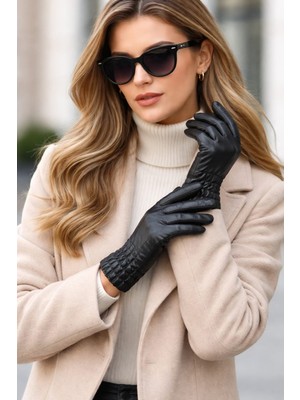 Gigi Giyim Suni Deri Içi Kürklü Kadın Eldiven