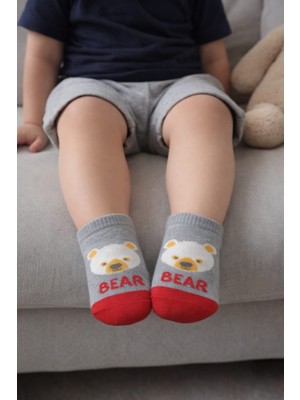 Gigi Giyim Bear Baskılı Abs Kaydırmaz Erkek Çocuk Çorap