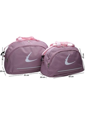 Harmela Unisex Iki Bölmeli Uzun Askılı Kadın ve Erkek Kullanabilir Ikili Set Seyahat Fitness ve Spor Çantası