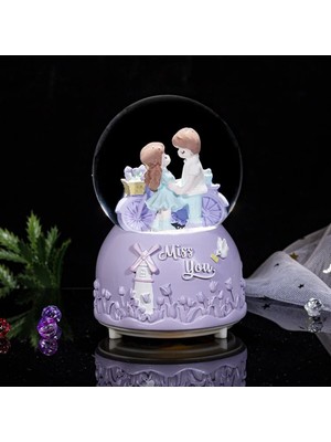 PremiumPort Mor Büyük Boy Müzikli ve Işıklı Kar Küresi ile Keyifli Anlar