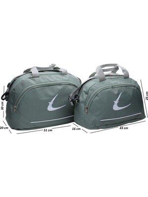 Harmela Unisex Iki Bölmeli Uzun Askılı Kadın ve Erkek Kullanabilir Ikili Set Seyahat Fitness ve Spor Çantası