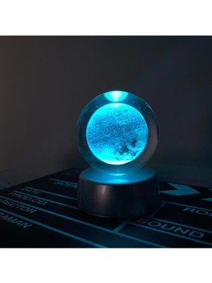 PremiumPort Parlak Ay ve Gezegen Temalı Işıklı Cam Küre, Dekoratif ve Şık Tasarım