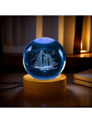 PremiumPort Kişiye Özel 3D Yelkenli Gemi Gece Lambası, Dekoratif ve Şık Tasarım