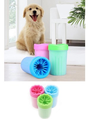 Pazarcan Pati Ayak Yıkama Kovası Silikon Jel Fırçalı Kedi Köpek (Küçük)